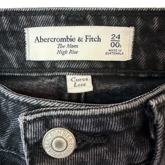 Abercrombie & Fitch Curve Love The Mom High Rise Black Jeans Size 24/00 Short - Picture 7 of 7